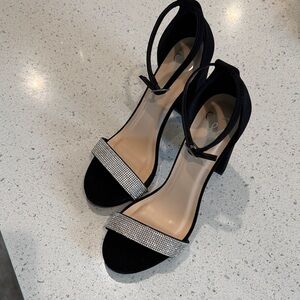 Windsor Black Heels with Silver Accents